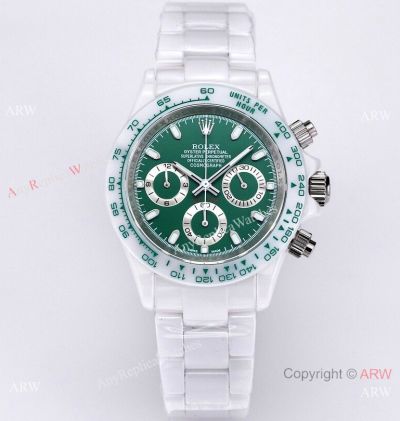 Best Replica AET Remould Rolex Daytona 43mm Watch Green Dial Full Ceramic Strap